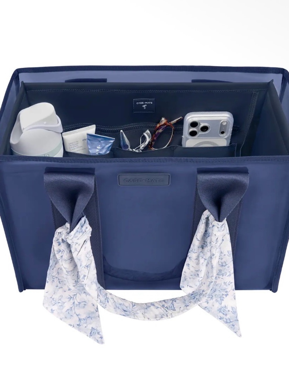 case-mate Blue Jelly Tote w/Scarf Accent AND navy case-mate organizer - Picture 3 of 5